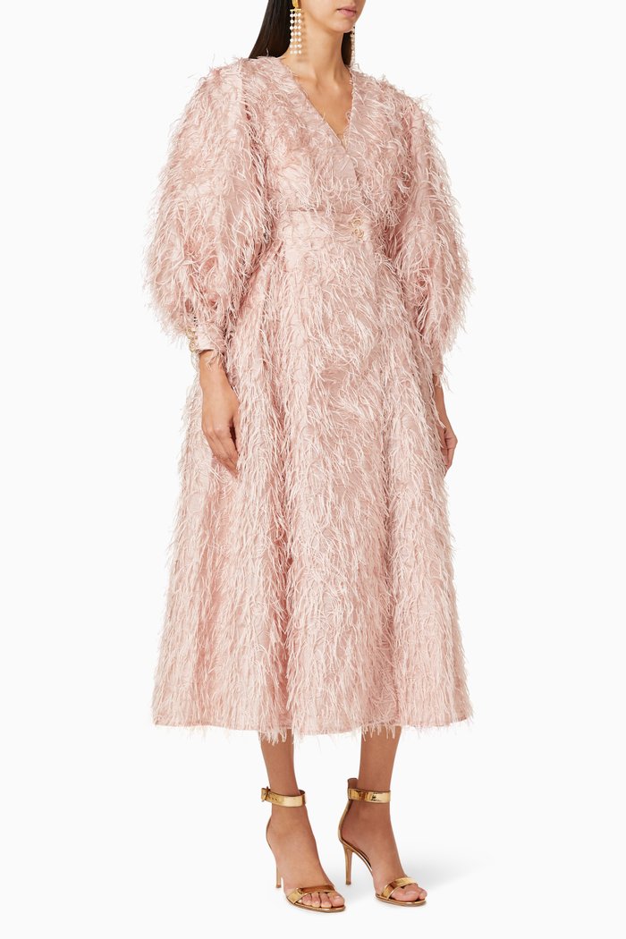 

Feather Wrap Dress, Pink