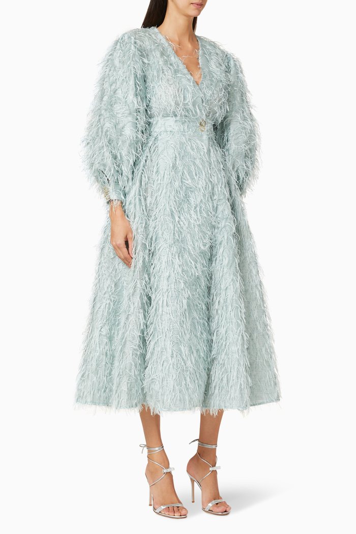 

Feather Wrap Dress, Green