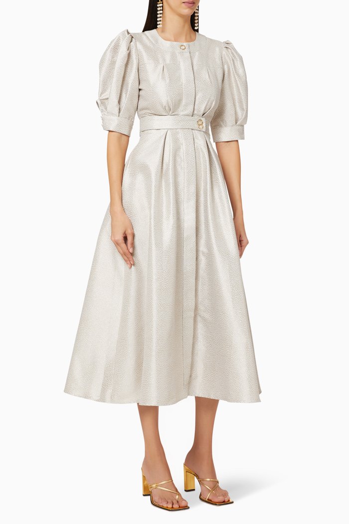 

Textured Belted Dress, Blue