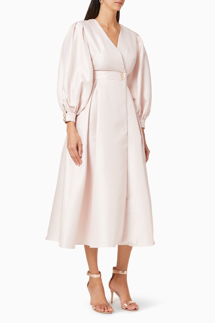 Textured Wrap Dress, Pink