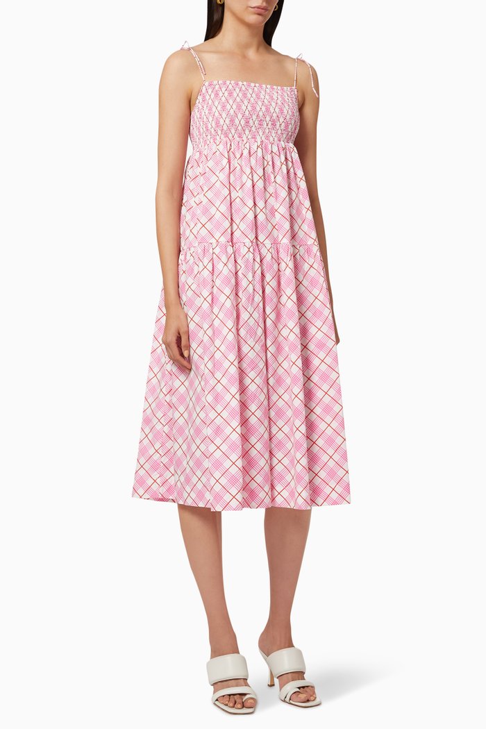 

Checkered Dress in Cotton, Pink