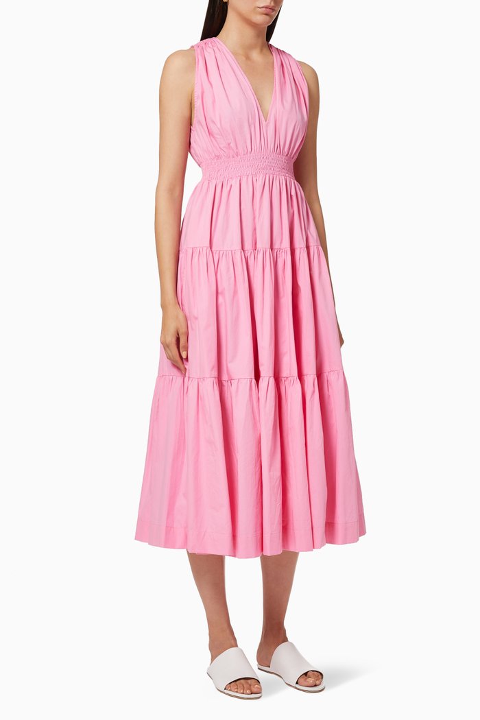 

Tiered Dress in Cotton, Pink