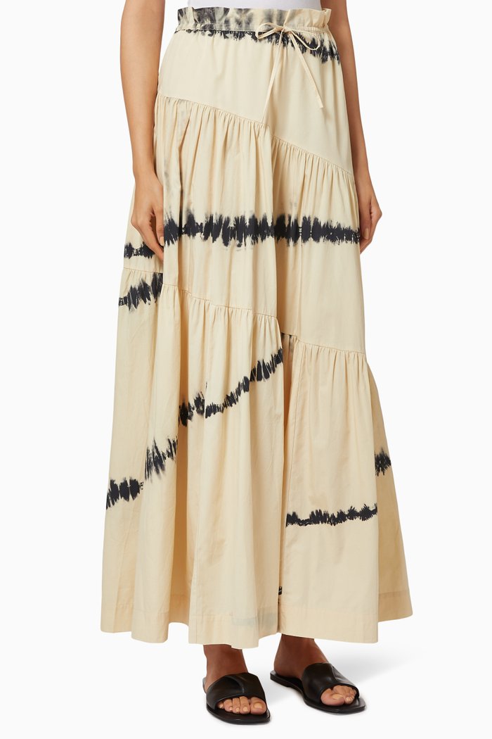 

Die Tye Tiered Skirt in Cotton, Neutral