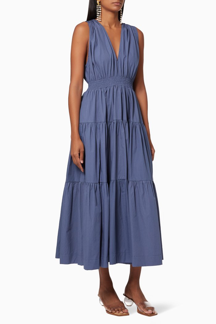 

Cotton Tiered Dress, Blue
