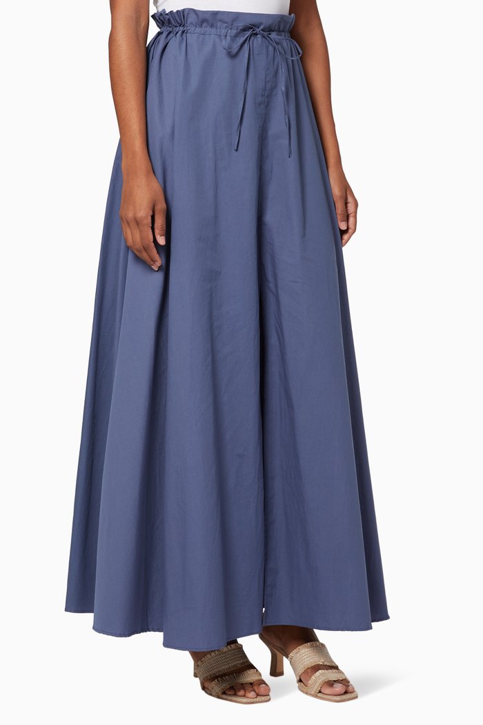 

Cotton Drawstring Skirt, Blue