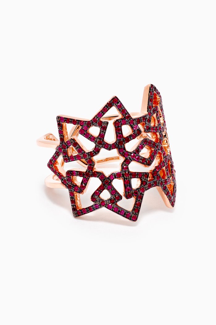 

Arabesque Deco Ruby Ring in 18kt Rose Gold