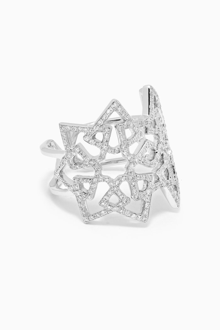 

Arabesque Deco Diamond Ring in 18kt White Gold, Silver