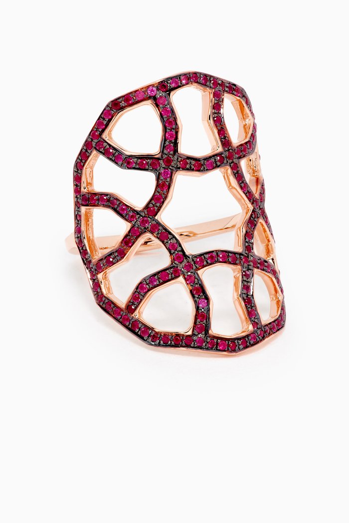 

Arabesque Deco Ruby Ring in 18kt Rose Gold