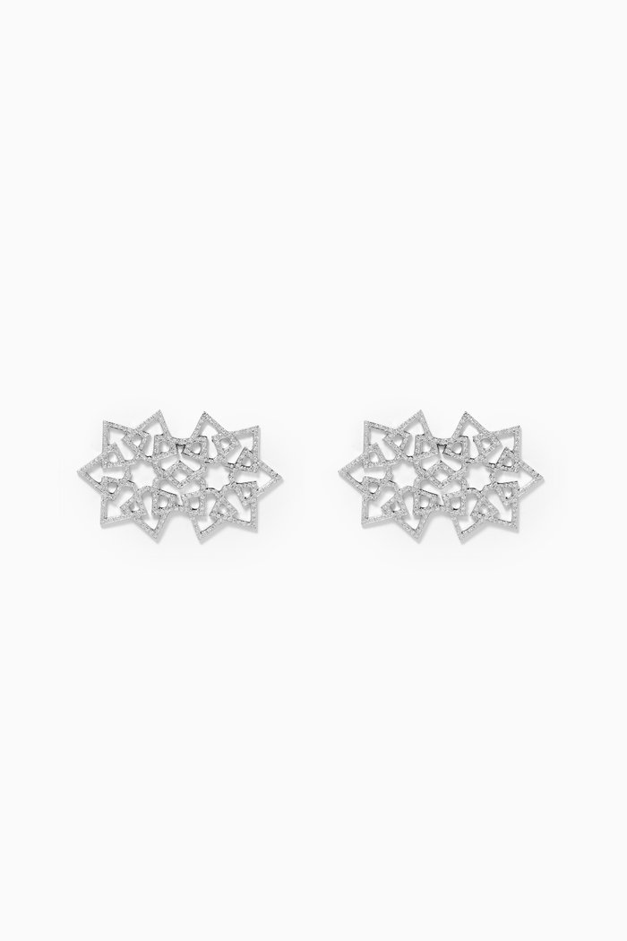 

Arabesque Deco Diamond Earrings in 18kt White Gold, Silver