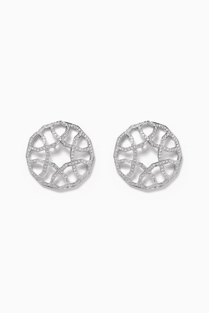 

Arabesque Deco Diamond Earrings in 18kt White Gold, Silver