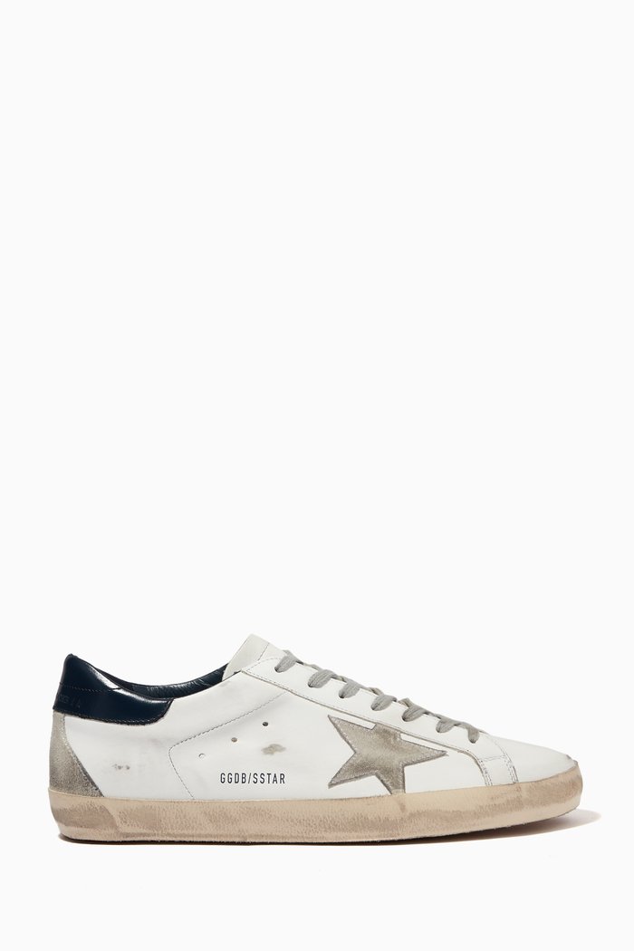 

Super-Star Sneakers with Suede Star in Leather, White