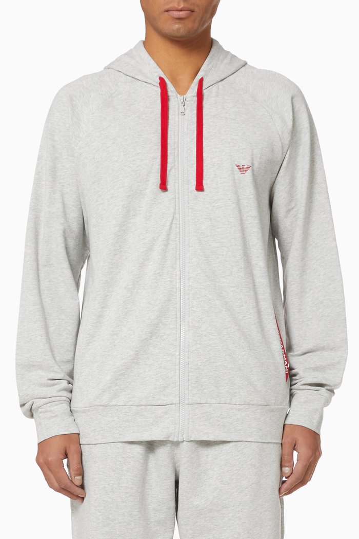 

Stretch Terry Hooded Sweatshirt, Grey