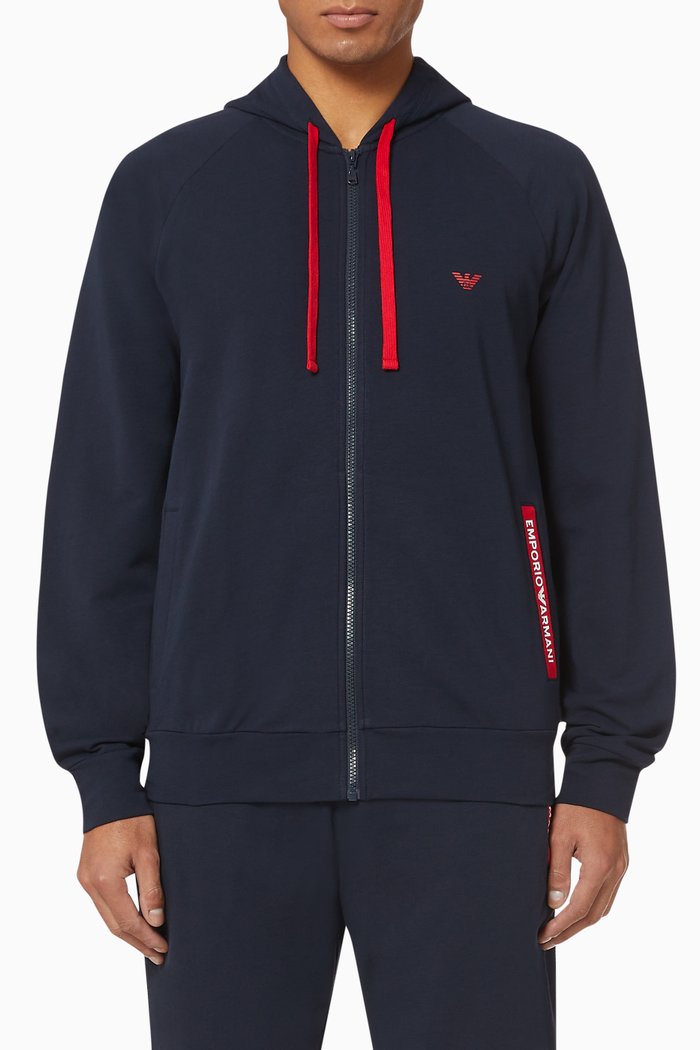 

Stretch Terry Hooded Sweatshirt, Blue