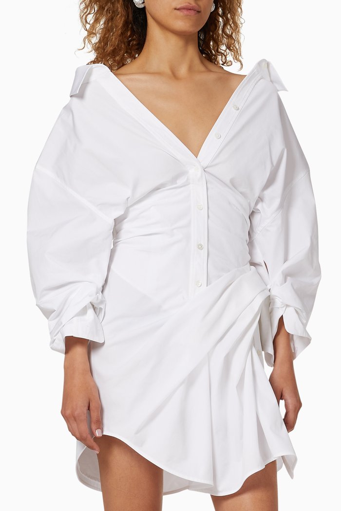 Cinched Waist Dress, White