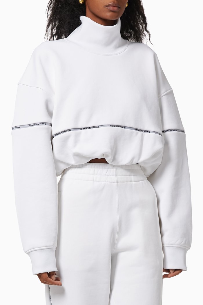 

Bubble Cropped Pullover, White