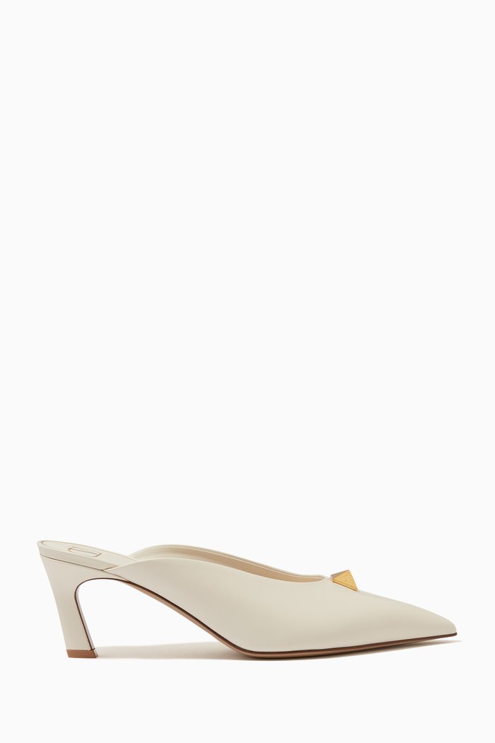 

Valentino Garavani Roman Stud Mules in Calfskin, White