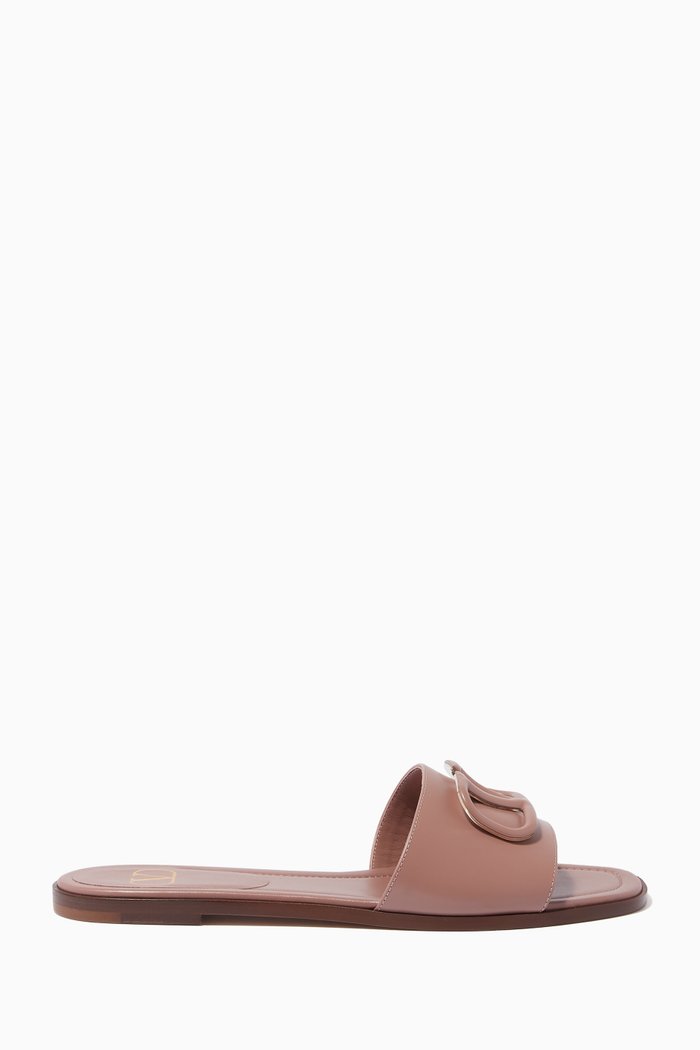 

Valentino Garavani VLOGO Slides in Smooth Calfskin, Neutral