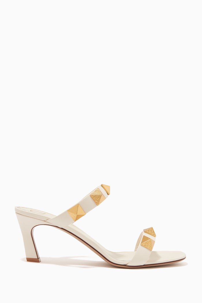 

Valentino Garavani Roman Stud Mules in Calfskin, White