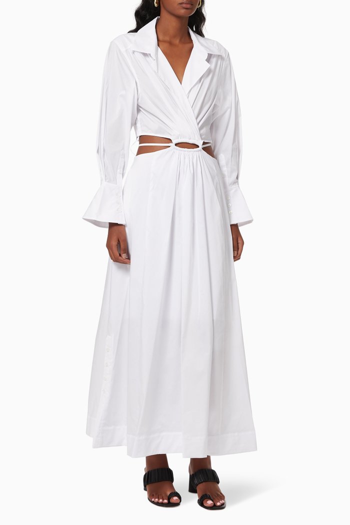 

Alex Cut-out Shirt Dress in Poplin, White