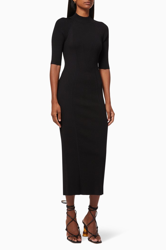 

Margaux T-shirt Dress in Rib-knit, Black