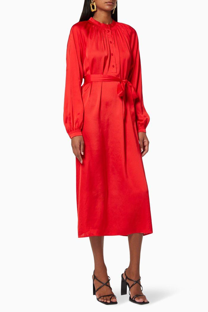 

Harmony Satin Midi Dress, Red