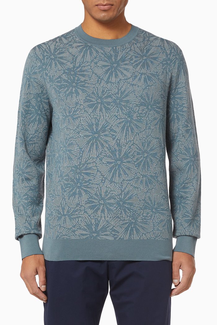 

Knitted Crewneck Sweater, Blue