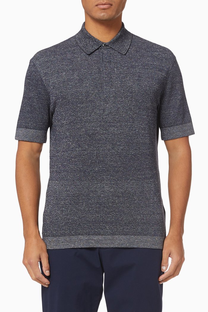 Cotton Linen Silk Polo, Blue