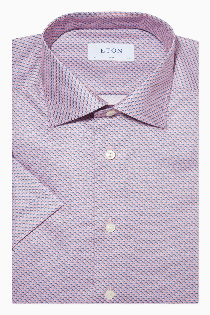 

Fish Print Signature Twill Slim Fit Shirt, Pink