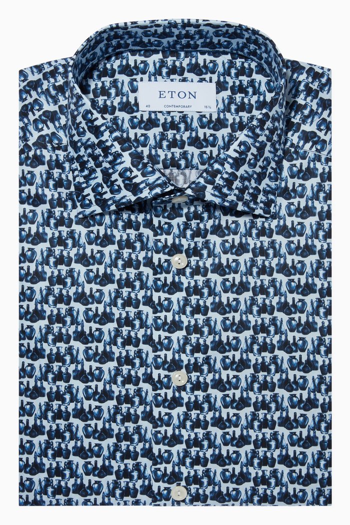 

Glass Bottles Print Fine Twill Contemporary Fit Shirt, Multicolour