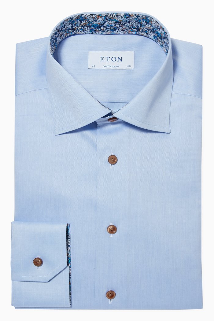 

Cotton Twill Contemporary Fit Shirt, Blue