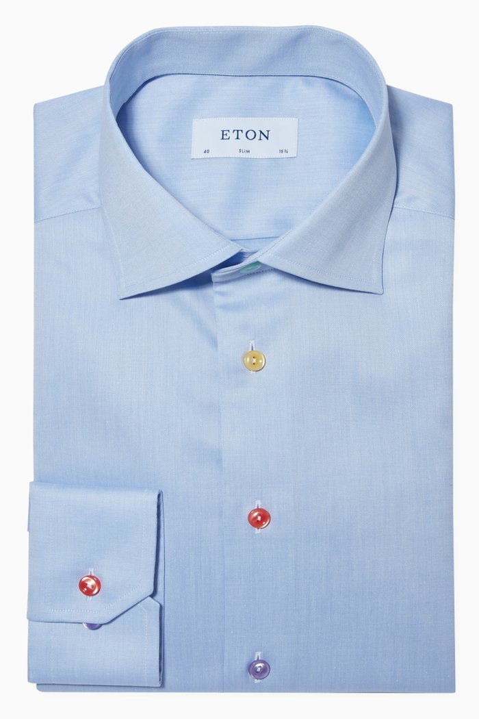 

Cotton Twill Slim Fit Shirt, Blue