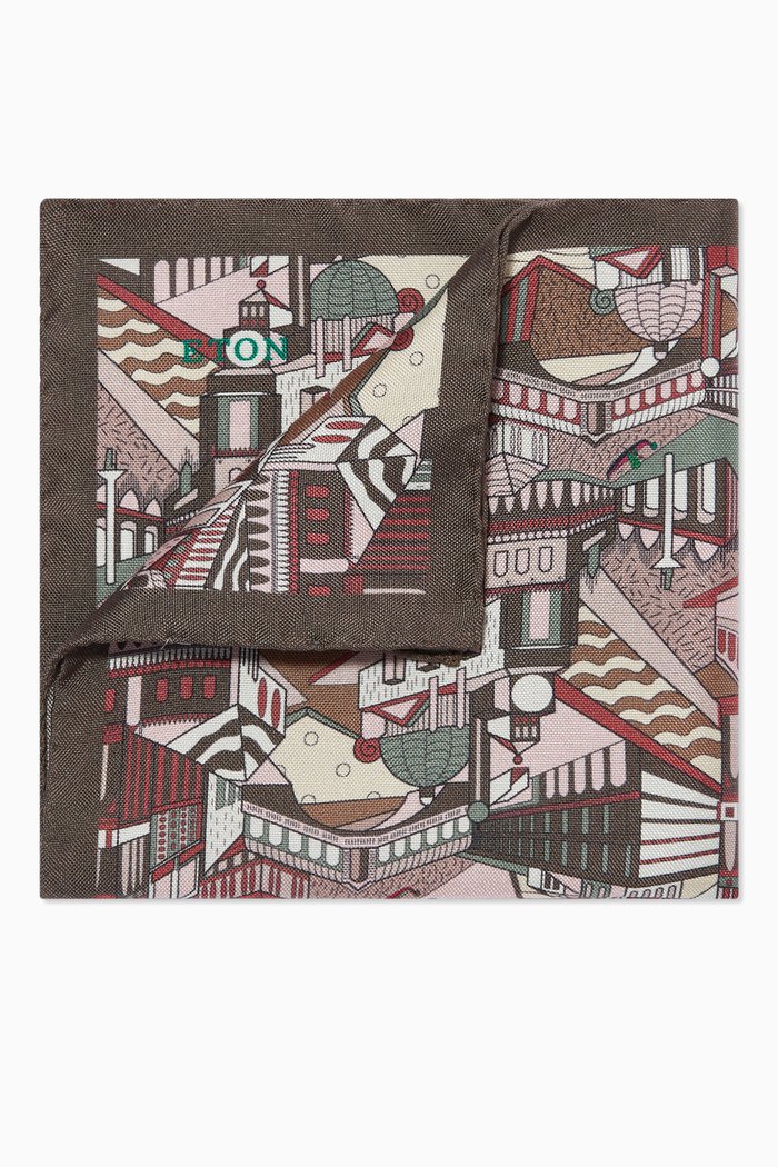 

City Print Silk Pocket Square, Multicolour
