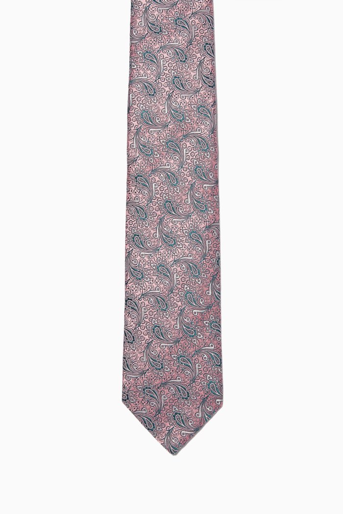 

Paisley Print Silk Tie, Pink