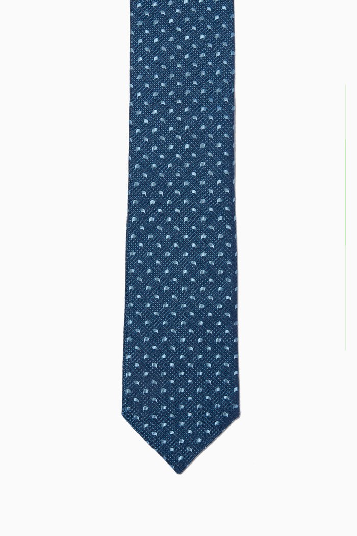 Geometric Print Silk Tie, Blue