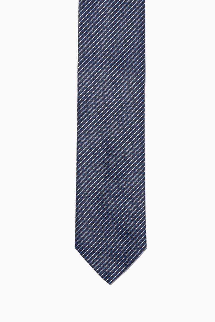 

Geometric Print Silk Tie, Blue