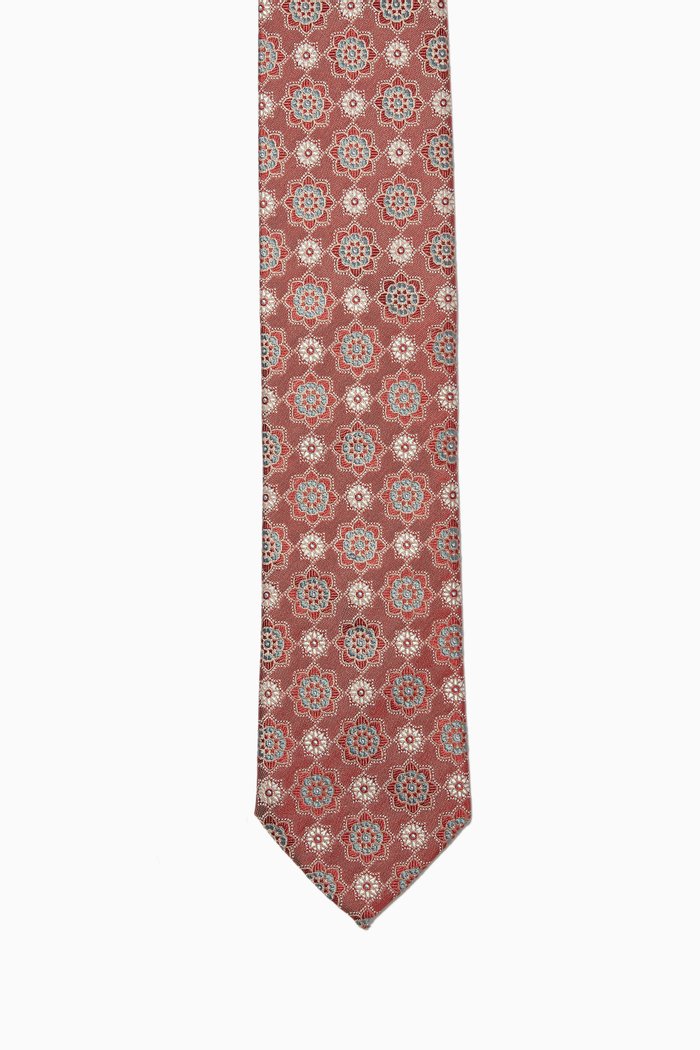 

Medallion Print Silk Tie, Red