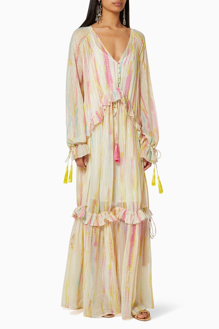

Ann Ruffled Trims Kaftan, Multicolour