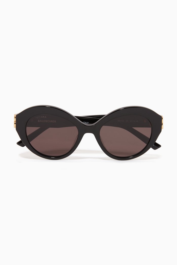 

Round D-Frame Sunglasses in Acetate, Black