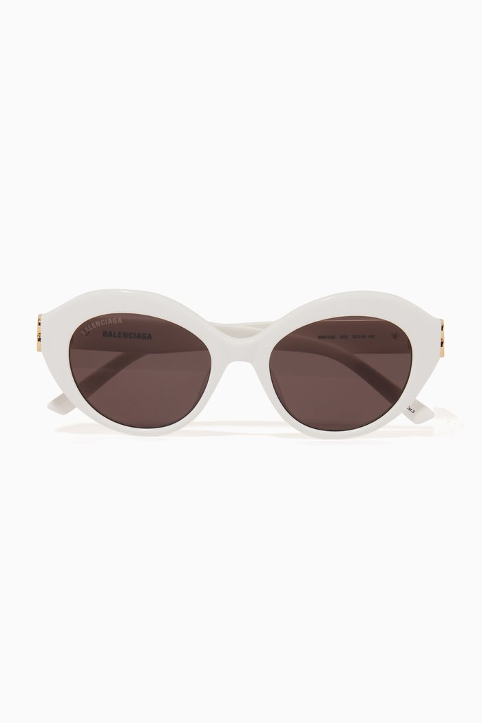 

Round D-Frame Sunglasses in Acetate, White