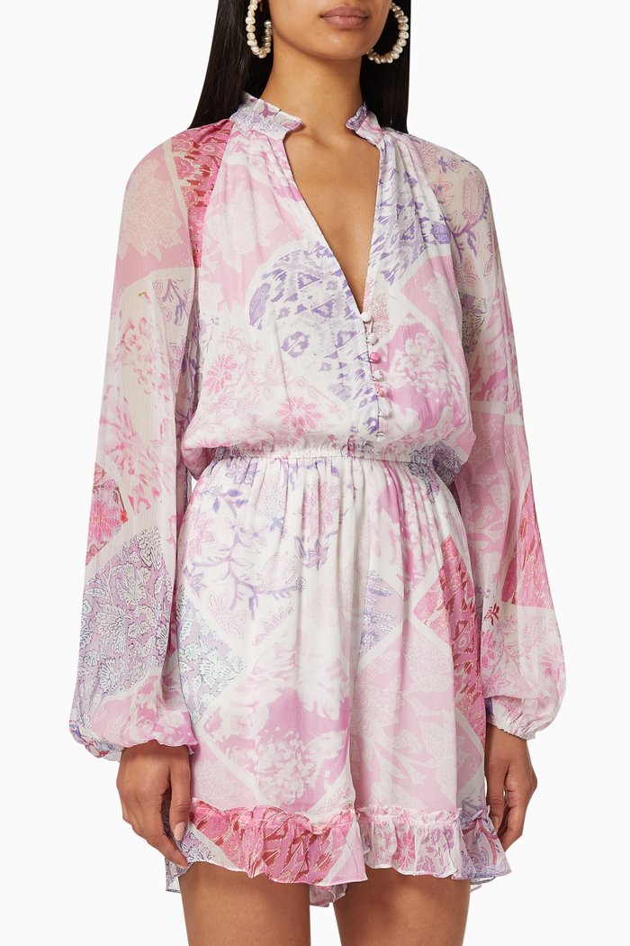 

Asher Ruffled Viscose Romper, Purple