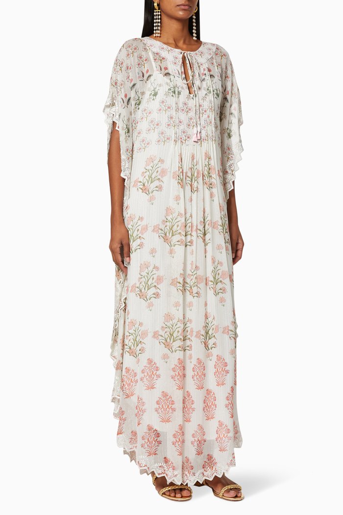

Floral Viscose Kaftan, White