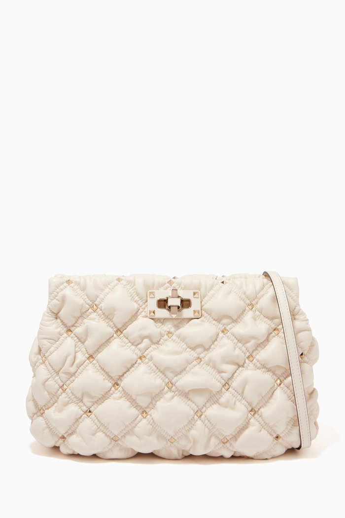 

Valentino Garavani SpikeMe Clutch in Embossed Nappa, White