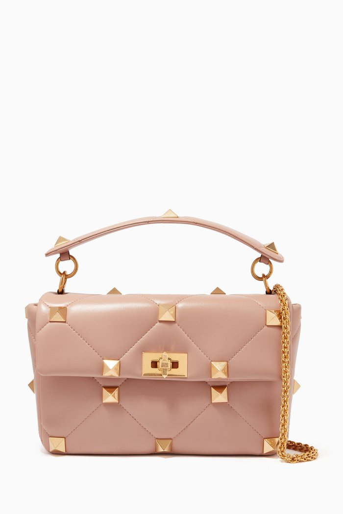 

Valentino Garavani Roman Stud Medium Shoulder Bag in Nappa Leather, Pink