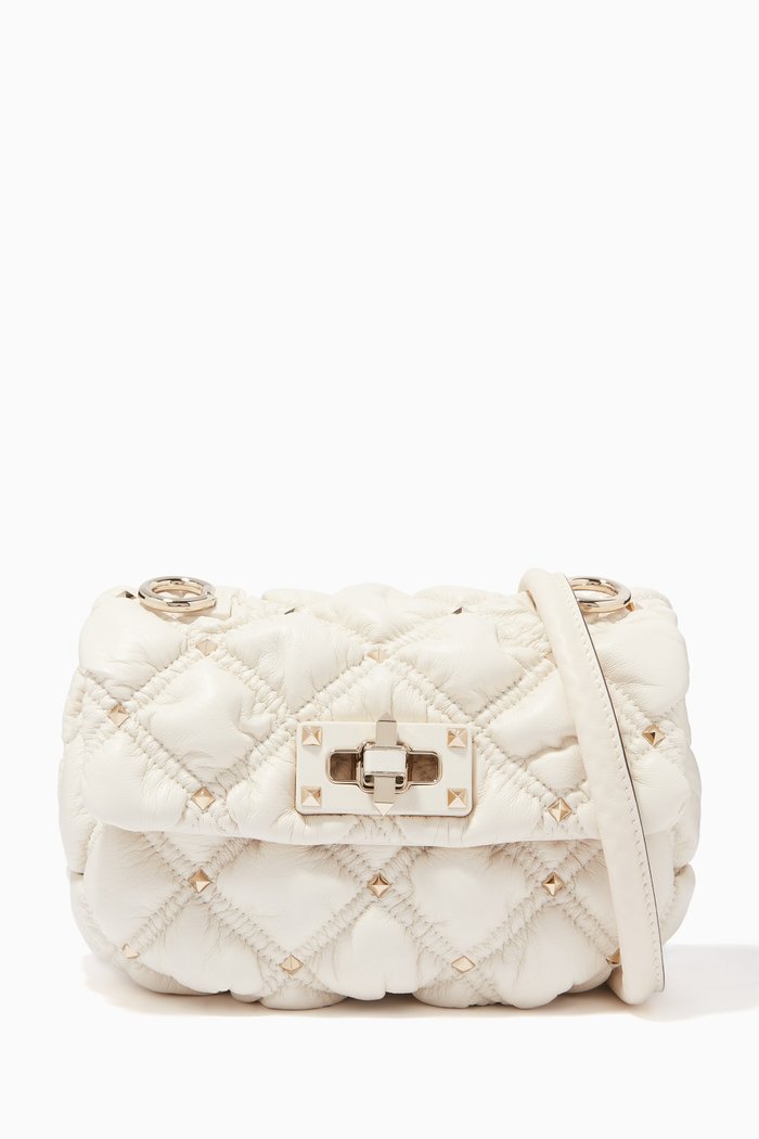 

Valentino Garavani SpikeMe Small Clutch in Embossed Nappa, White