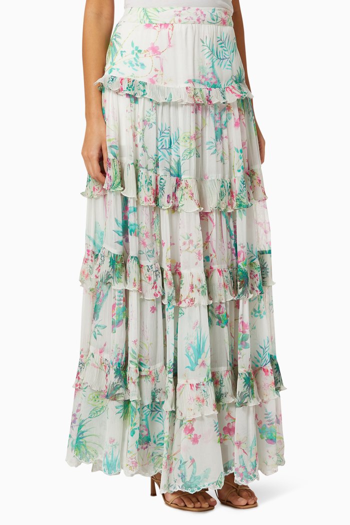 

Zaina Long Skirt in Viscose Crinkle Chiffon, White