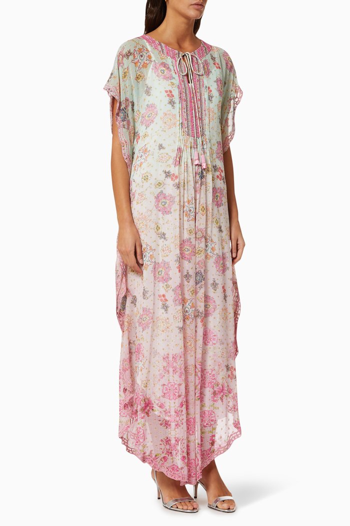 Misa Kaftan in Viscose Crinkle Chiffon, Pink