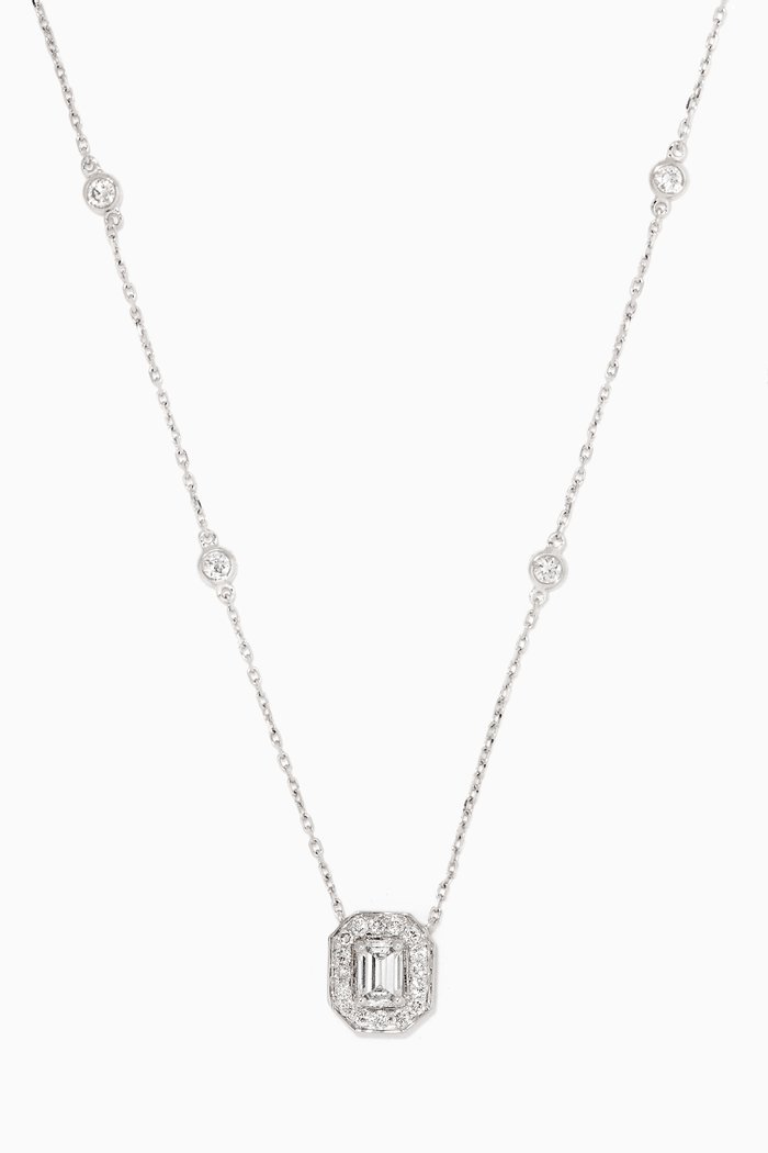 

Charlotte Necklace with Diamonds in 18kt White Gold, Silver