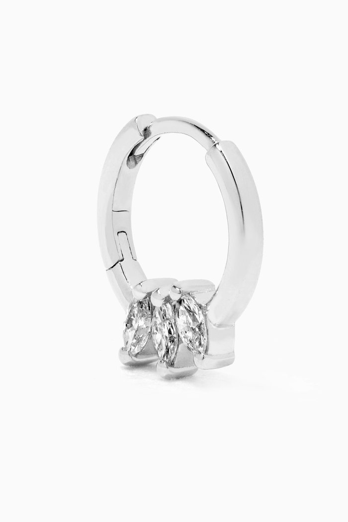 

Single Mini Marquise Trilogy Earrings with Diamonds in 18kt White Gold, Silver