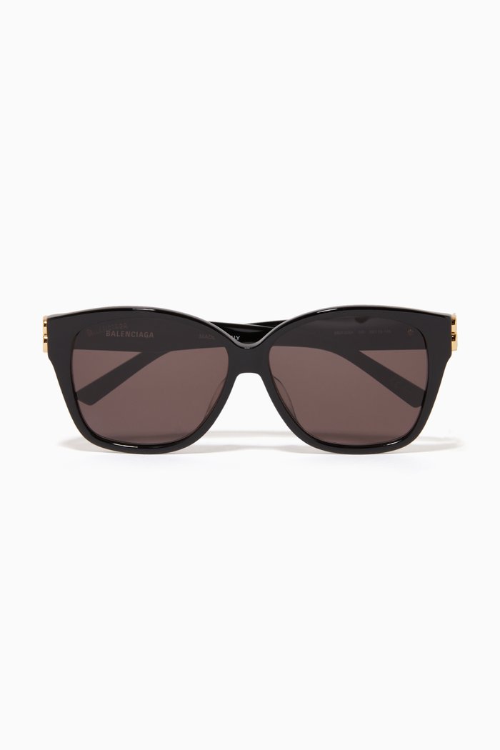Square D-Frame Sunglasses in Acetate, Black