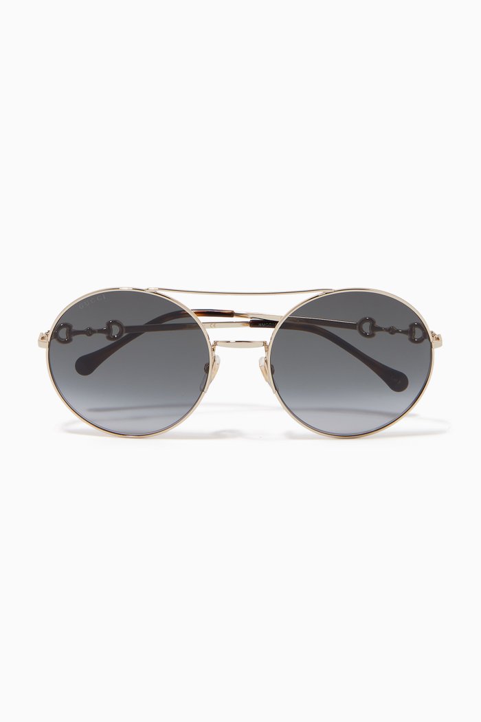 

Round Sunglasses in Metal, Gold
